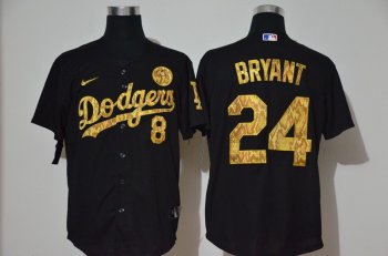 Men's Los Angeles Dodgers #8 #24 Kobe Bryant Black Camo Fashion Stitched MLB Cool Base Nike Jersey