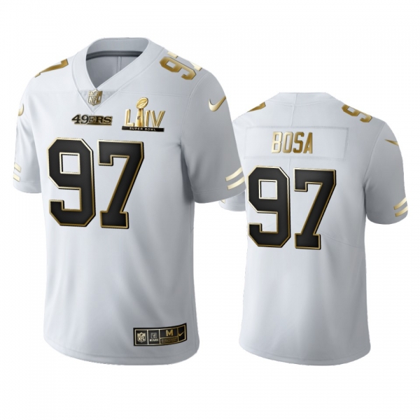 Nick Bosa 49ers White Super Bowl LIV Golden Edition Jersey