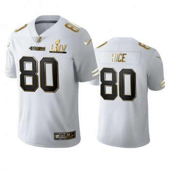 Jerry Rice 49ers White Super Bowl LIV Golden Edition Jersey