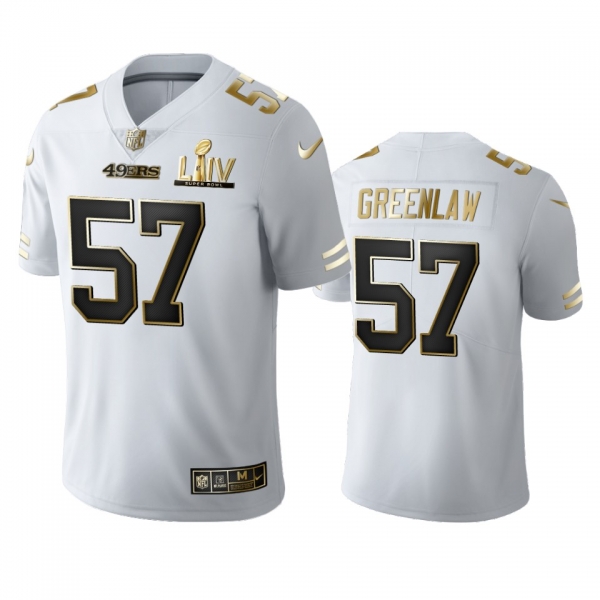 Dre Greenlaw 49ers White Super Bowl LIV Golden Edition Jersey