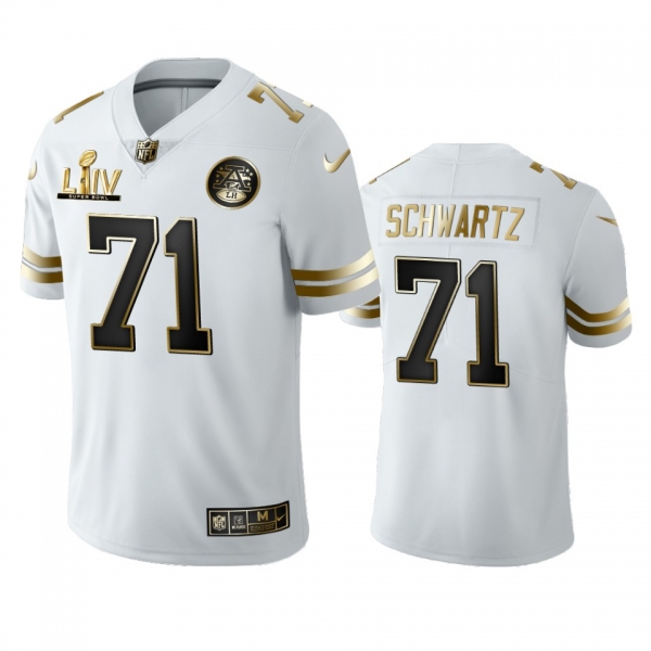 Mitchell Schwartz Chiefs White Super Bowl LIV Golden Edition Jersey