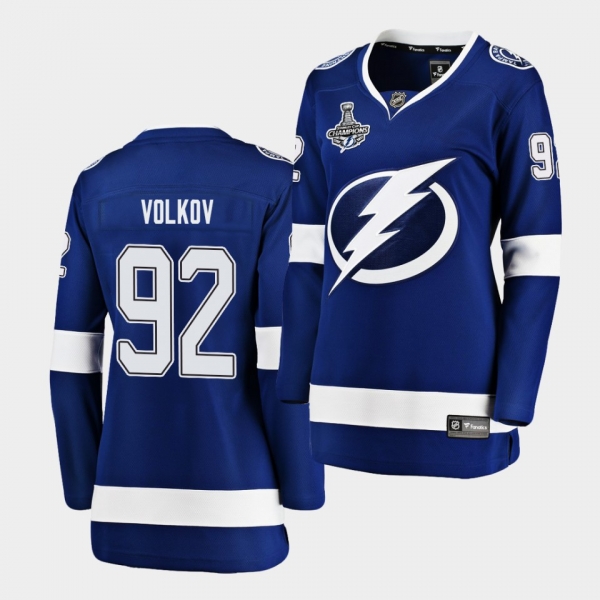 Tampa Bay Lightning Alexander Volkov 2020 Stanley Cup Champions Home Blue Women Jersey