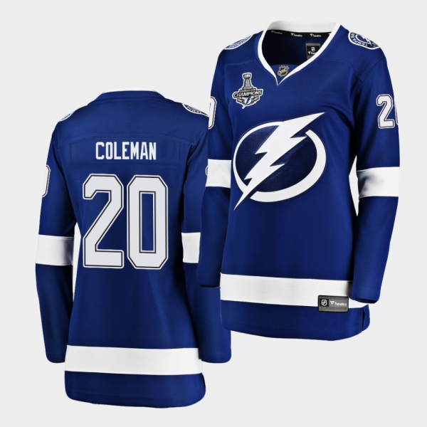 Tampa Bay Lightning Blake Coleman 2020 Stanley Cup Champions Home Blue Women Jersey