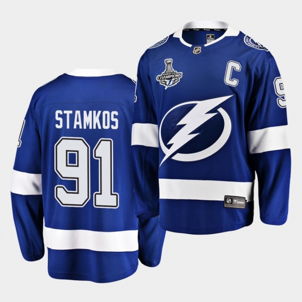 Tampa Bay Lightning Steven Stamkos 2020 Stanley Cup Champions Home Blue Men Jersey