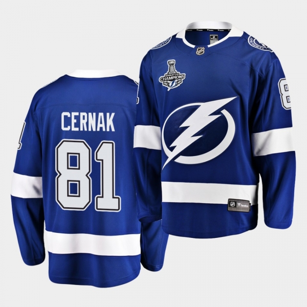 Tampa Bay Lightning Erik Cernak 2020 Stanley Cup Champions Home Blue Men Jersey