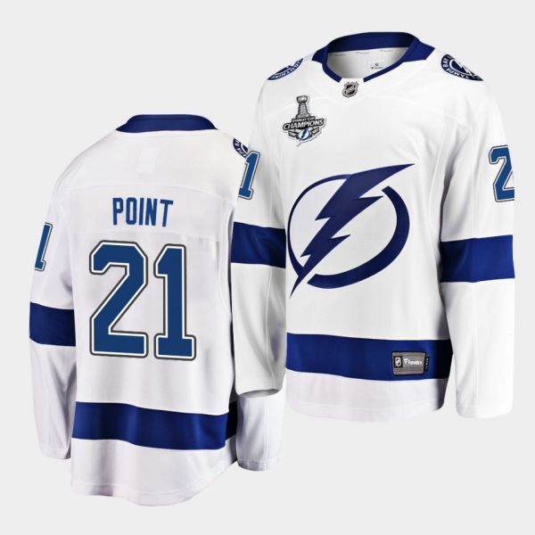 Tampa Bay Lightning Brayden Point 2020 Stanley Cup Champions Away White Men Jersey