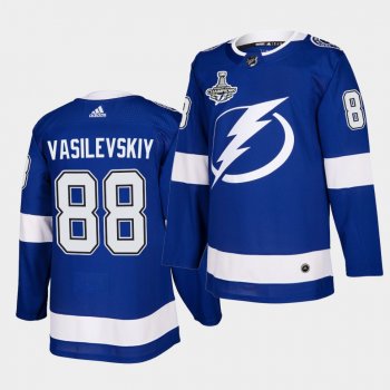 Tampa Bay Lightning Andrei Vasilevskiy 2020 Stanley Cup Champions Authentic Home Blue Men Jersey