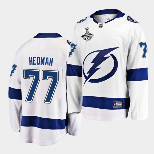 Tampa Bay Lightning Victor Hedman 2020 Stanley Cup Champions Away White Men Jersey