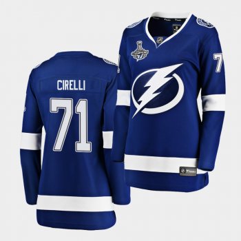 Tampa Bay Lightning Anthony Cirelli 2020 Stanley Cup Champions Home Blue Women Jersey