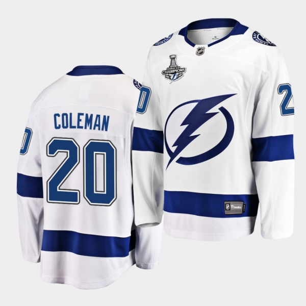 Tampa Bay Lightning Blake Coleman 2020 Stanley Cup Champions Away White Men Jersey