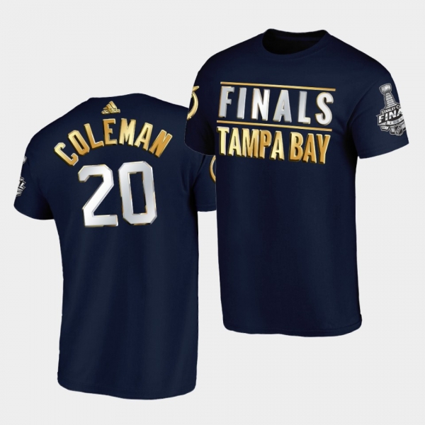 Blake Coleman Lightning 2020 Stanley Cup Finals Golden Limited Navy T-Shirt