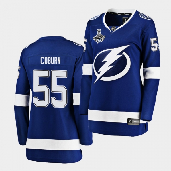 Tampa Bay Lightning Braydon Coburn 2020 Stanley Cup Champions Home Blue Women Jersey