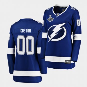 Tampa Bay Lightning Custom 2020 Stanley Cup Champions Home Blue Women Jersey