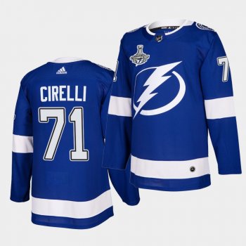 Tampa Bay Lightning Anthony Cirelli 2020 Stanley Cup Champions Authentic Home Blue Men Jersey