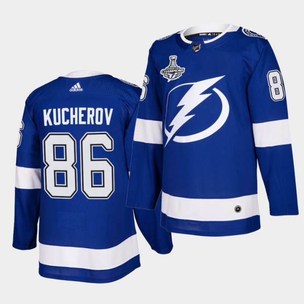 Tampa Bay Lightning Nikita Kucherov 2020 Stanley Cup Champions Authentic Home Blue Men Jersey