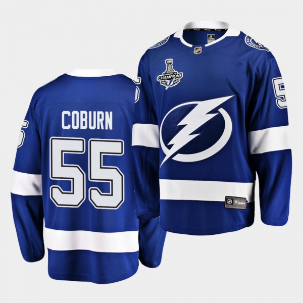 Tampa Bay Lightning Braydon Coburn 2020 Stanley Cup Champions Home Blue Men Jersey