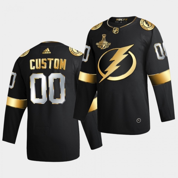 Tampa Bay Lightning Custom 2020 Stanley Cup Champions Authentic Golden Limited Black Jersey