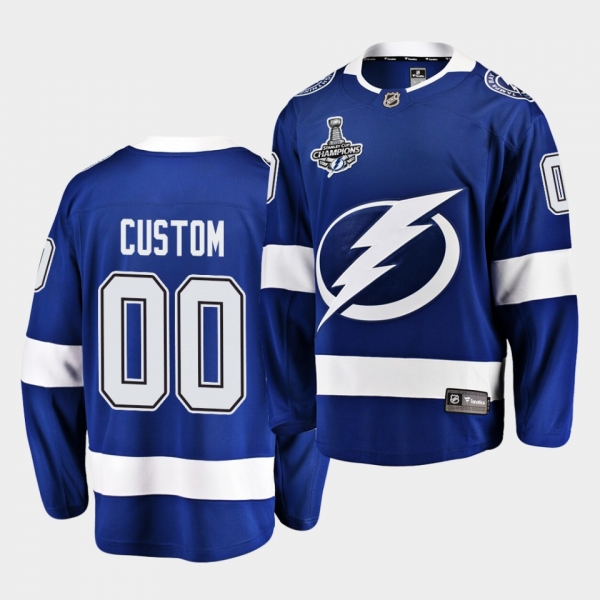 Tampa Bay Lightning Custom 2020 Stanley Cup Champions Home Blue Men Jersey