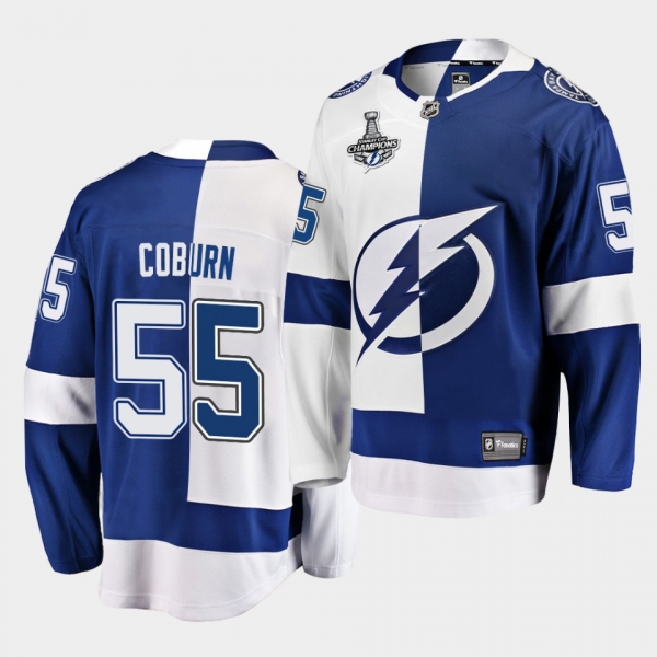 Tampa Bay Lightning Braydon Coburn 2020 Stanley Cup Champions Split Special Edition Black Men Jersey