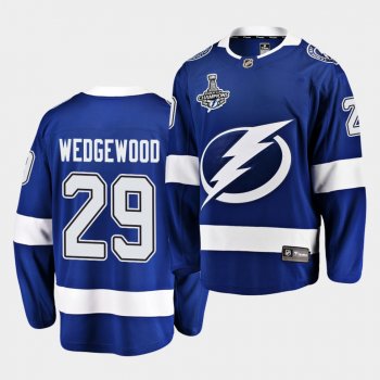 Tampa Bay Lightning Scott Wedgewood 2020 Stanley Cup Champions Home Blue Men Jersey