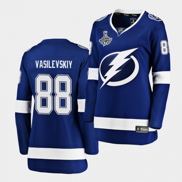 Tampa Bay Lightning Andrei Vasilevskiy 2020 Stanley Cup Champions Home Blue Women Jersey