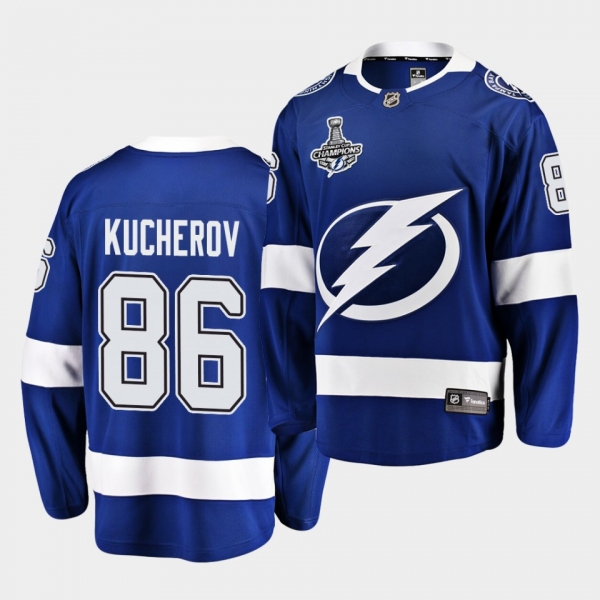 Tampa Bay Lightning Nikita Kucherov 2020 Stanley Cup Champions Home Blue Men Jersey