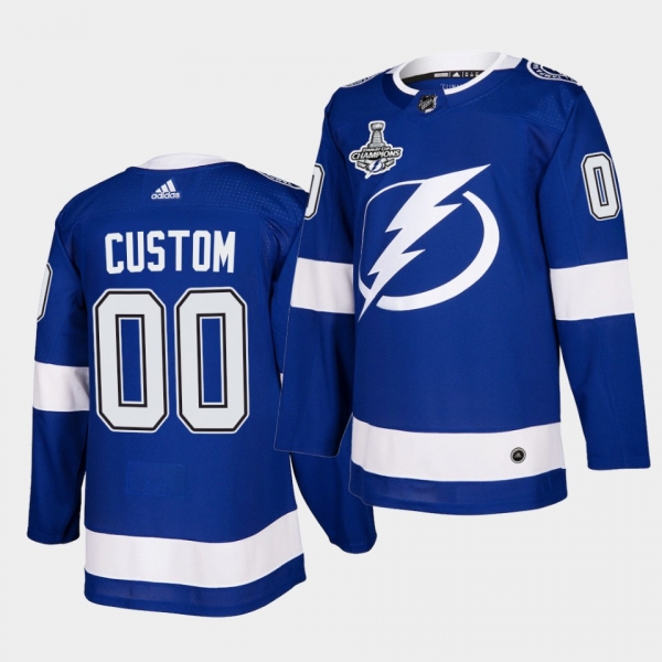 Tampa Bay Lightning Custom 2020 Stanley Cup Champions Authentic Home Blue Men Jersey