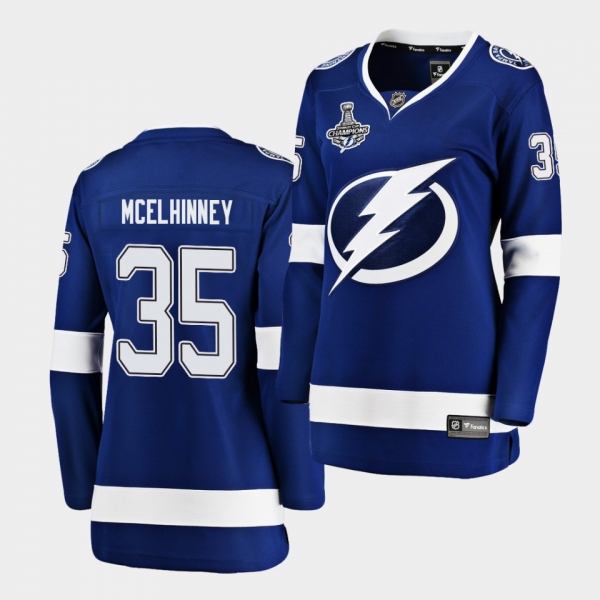 Tampa Bay Lightning Curtis Mcelhinney 2020 Stanley Cup Champions Home Blue Women Jersey