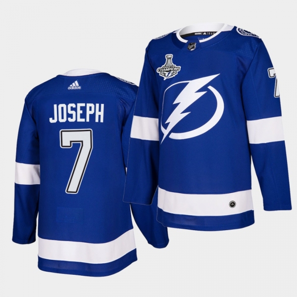 Tampa Bay Lightning Mathieu Joseph 2020 Stanley Cup Champions Authentic Home Blue Men Jersey