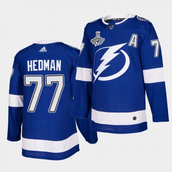 Tampa Bay Lightning Victor Hedman 2020 Stanley Cup Champions Authentic Home Blue Men Jersey