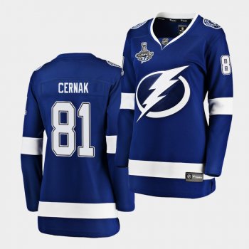 Tampa Bay Lightning Erik Cernak 2020 Stanley Cup Champions Home Blue Women Jersey