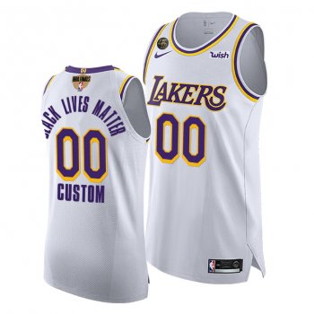 Custom LA Lakers 2020 NBA Finals G3 Authentic White Jersey Social justice