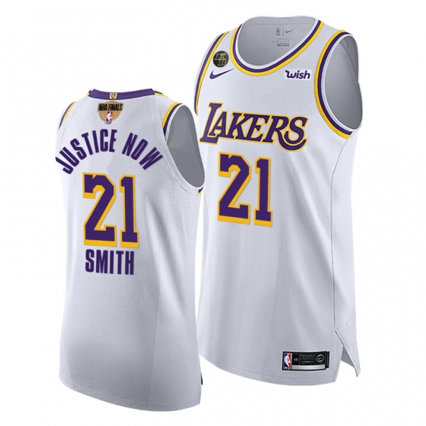 J.R. Smith LA Lakers 2020 NBA Finals G3 Authentic White Jersey Justice Now