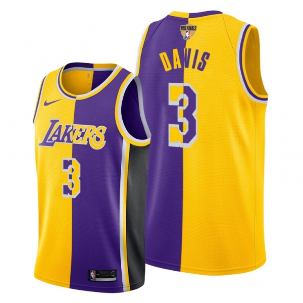 Los Angeles Lakers Anthony Davis 2020 NBA Finals Bound Gold Purple Jersey Split Special Edition