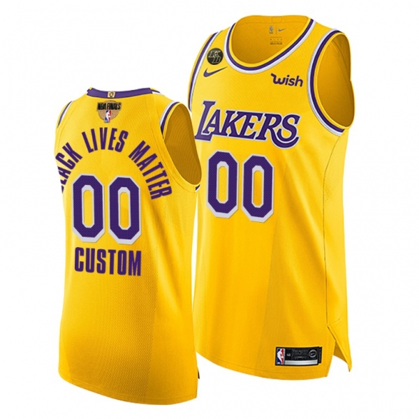 Custom LA Lakers 2020 NBA Finals G1 G4 Authentic Gold Jersey Social justice