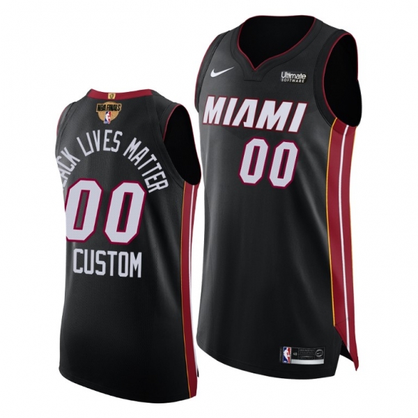 Custom Miami Heat 2020 NBA Finals G1 Authentic Black Jersey Social justice