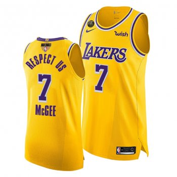 JaVale McGee LA Lakers 2020 NBA Finals G1 G4 Authentic Gold Jersey Respect Us