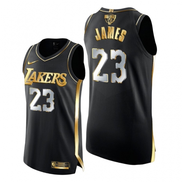 Los Angeles Lakers LeBron James 2020 NBA Finals Authentic Golden Limited Edition Black Jersey 2020-21