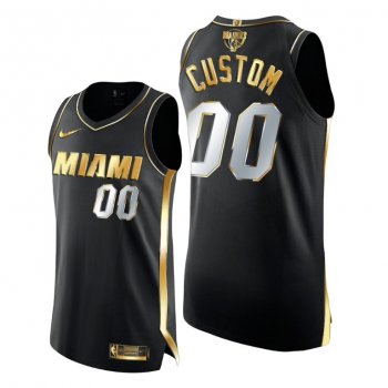 Miami Heat Custom 2020 NBA Finals Authentic Golden Limited Edition Black Jersey 2020-21