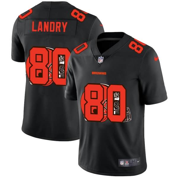 Cleveland Browns #80 Jarvis Landry Men's Nike Team Logo Dual Overlap Limited NFL Jersey Black