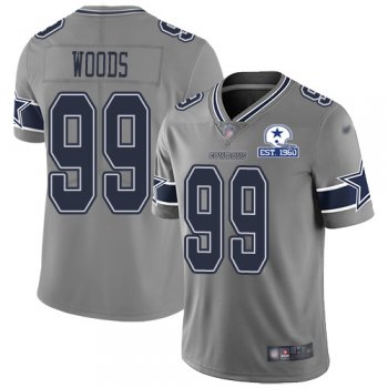 Nike Cowboys #99 Antwaun Woods Gray Men's Stitched With Established In 1960 Patch NFL Limited Inverted Legend Jersey