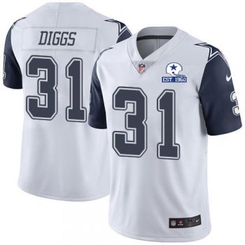 Nike Cowboys #31 Trevon Diggs White Men's Stitched With Established In 1960 Patch NFL Limited Rush Jersey