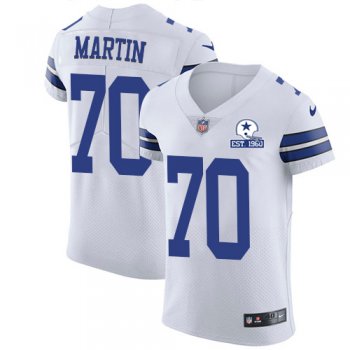 Nike Cowboys #70 Zack Martin White Men's Stitched With Established In 1960 Patch NFL New Elite Jersey