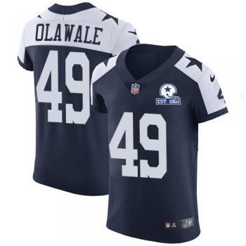 Nike Cowboys #49 Jamize Olawale Navy Blue Thanksgiving Men's Stitched With Established In 1960 Patch NFL Vapor Untouchable Throwback Elite Jersey