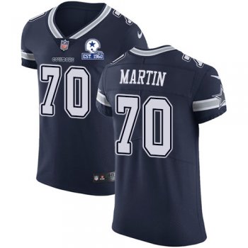 Nike Cowboys #70 Zack Martin Navy Blue Team Color Men's Stitched With Established In 1960 Patch NFL Vapor Untouchable Elite Jersey