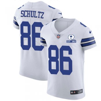 Nike Cowboys #86 Dalton Schultz White Men's Stitched With Established In 1960 Patch NFL New Elite Jersey