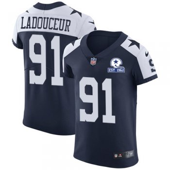 Nike Cowboys #91 L.P. Ladouceur Navy Blue Thanksgiving Men's Stitched With Established In 1960 Patch NFL Vapor Untouchable Throwback Elite Jersey