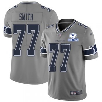 Nike Cowboys #77 Tyron Smith Gray Men's Stitched With Established In 1960 Patch NFL Limited Inverted Legend Jersey