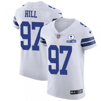 Nike Cowboys #97 Trysten Hill White Men's Stitched With Established In 1960 Patch NFL New Elite Jersey