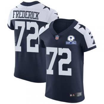 Nike Cowboys #72 Travis Frederick Navy Blue Thanksgiving Men's Stitched With Established In 1960 Patch NFL Vapor Untouchable Throwback Elite Jersey